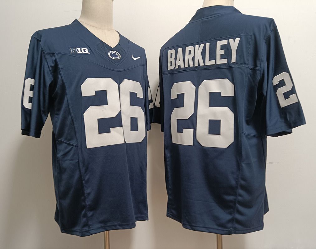 Men Penn State Natty Lions #26 Barkley Blue Nike 2025 NCAA Jersey style 1